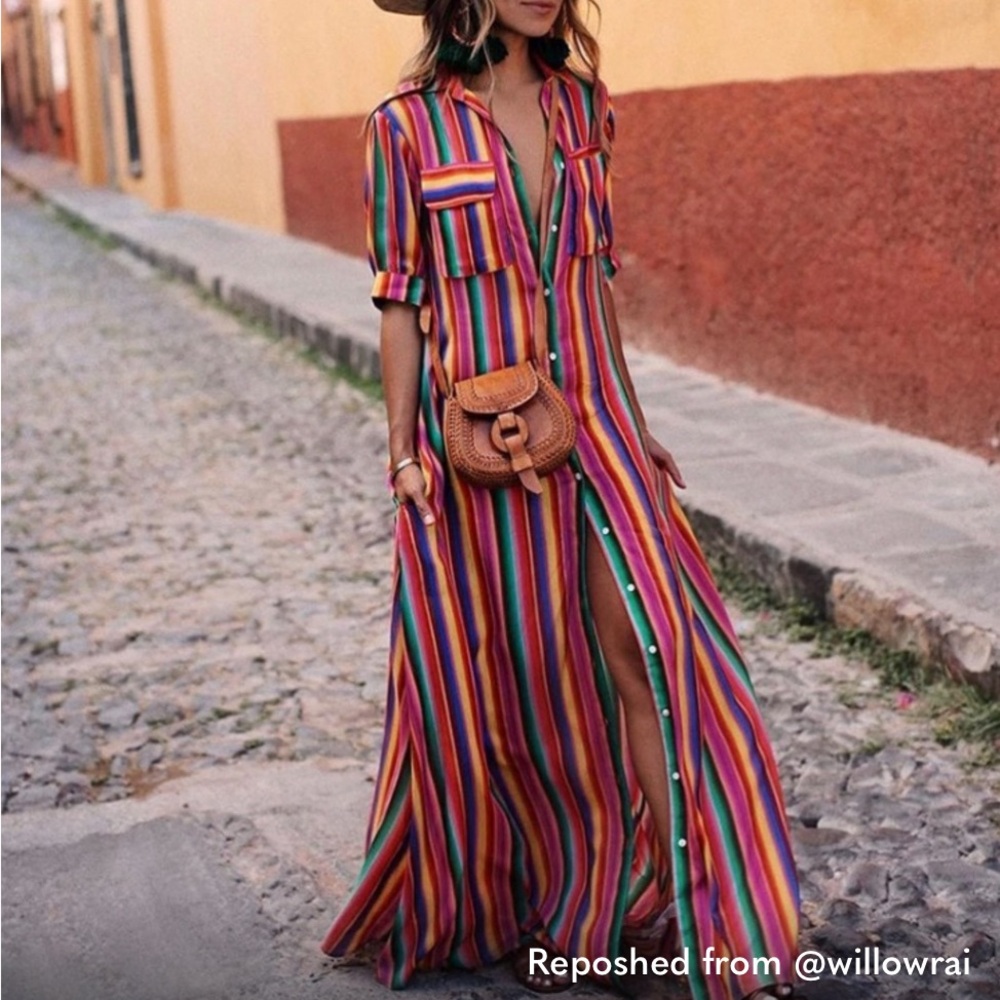 Striped Maxi Dress - Multicolor